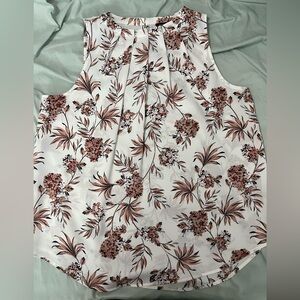 Ann Taylor Floral Blouse - White and Pink